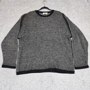 J.Crew Sweater Mens XL Gray Black 100% Wool Oarsman Vintage